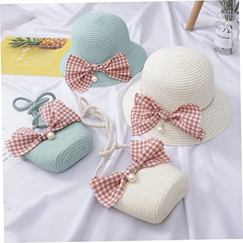 Sombrero de paja para playa HHRFCS: protección solar ligera con bolso infantil para niñas 6