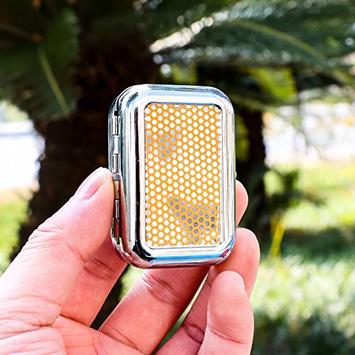 Image of 1PC Mini Compact Portable Ashtray, Stainless Steel Table-top Ash Tray, Creative Fashion Personality Small Car Ashtrays with Lid for Outdoor Travelling Camping
