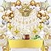 Gold Birthday Decorations - Gold Party Decorations Set with Birthday Banner, Gold White Confetti Balloons, Gold Foil Fringe Curtains, Gold Tablecloth ï¼Œ3D Golden Butterfly for Girls Women Men Kids Baby
