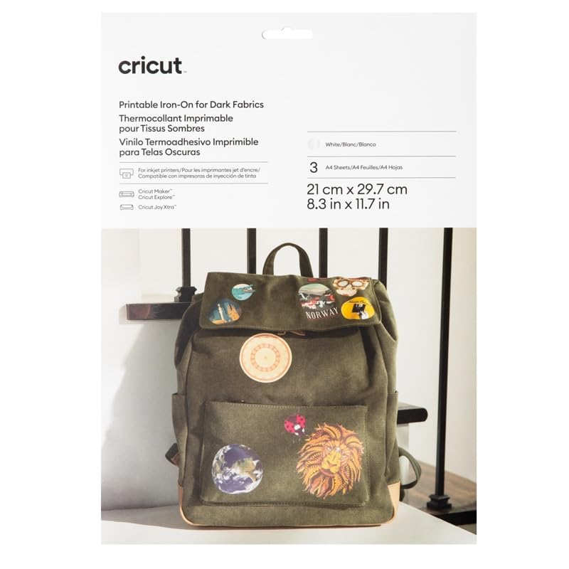 Cricut 2011742 Yazdırılabilir Iron On Koyu Renk Kumaşlar İçin 3 Sayfa