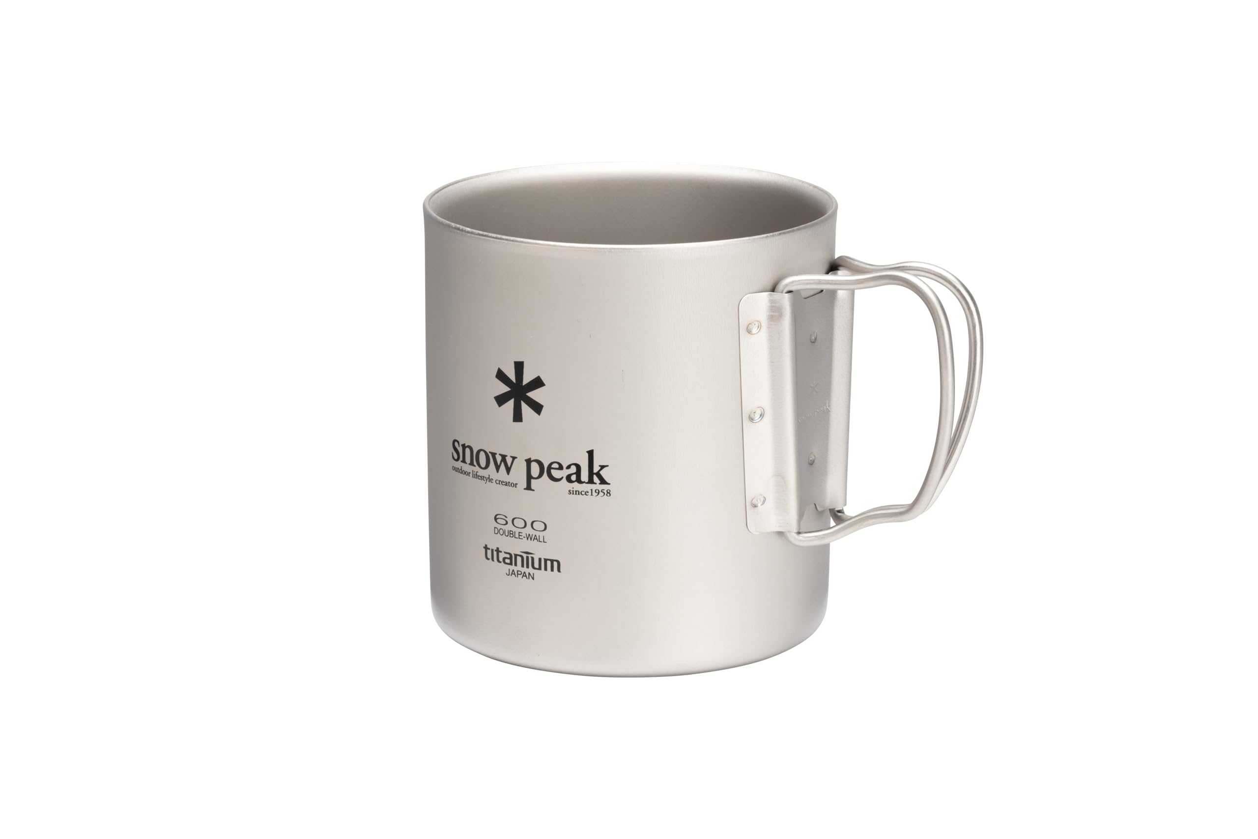 Snow Peak Titanium Double Wall Mug, 600ml, Grey, Ultralight Japanese Titanium Insulated Camping Mug, Backpacking Outdoors
