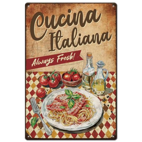 SUPERDANT Blechschild Cucina Italiana Lustige Spaghetti Blechschilder Retro...