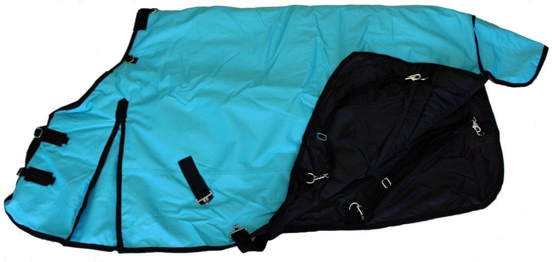 AJ Tack 1200D - Coperta impermeabile per cavalli con cappuccio, 177,8 cm, colore: turchese