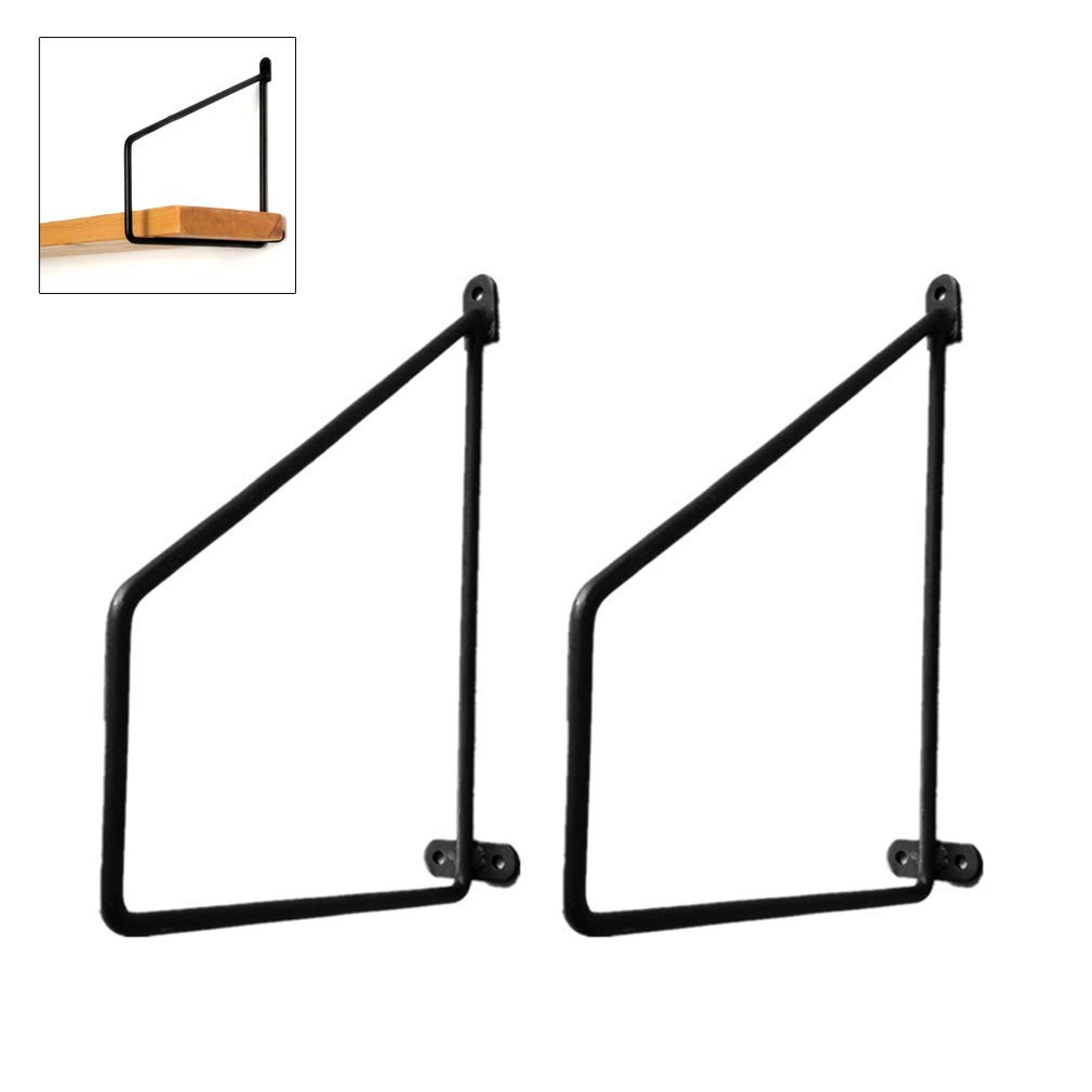 Support d'étagère triangulaire en fer noir rustique, lot de 2 équerres murales robustes