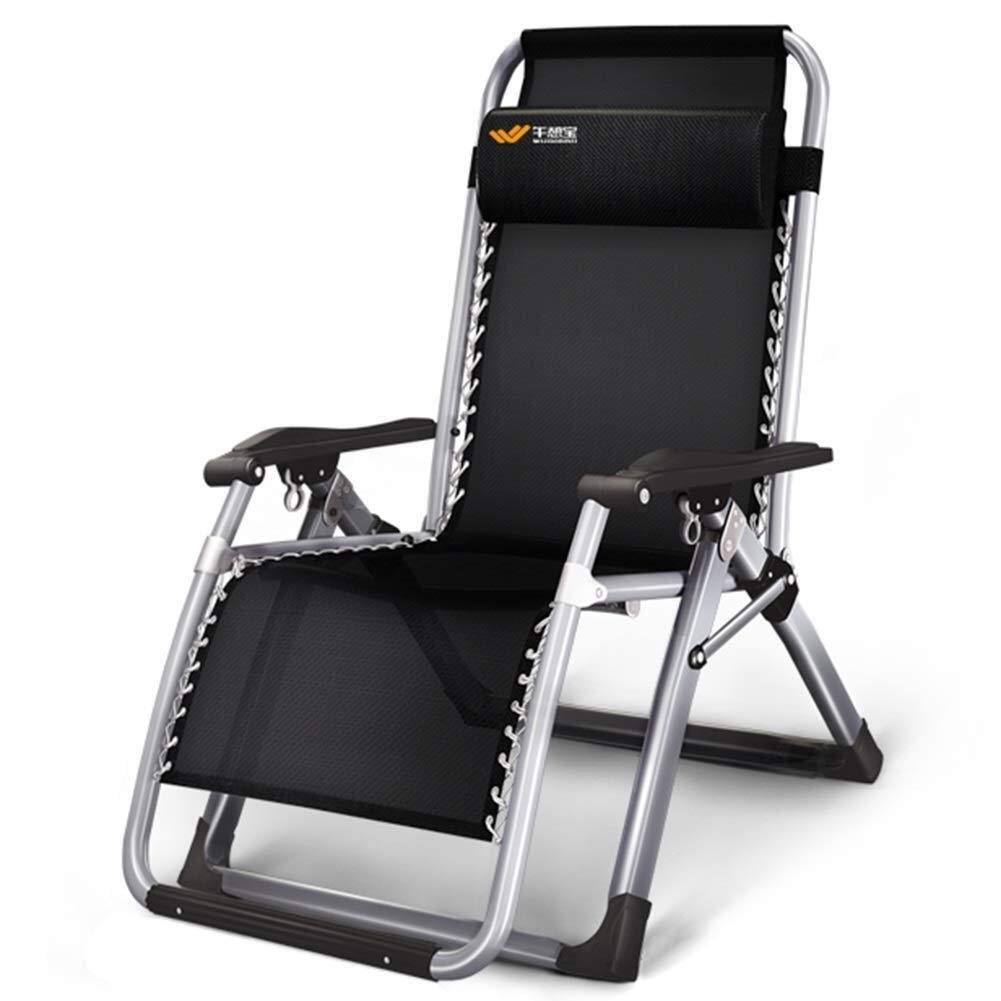Chaise longue inclinable robuste 200 kg avec oreiller transat