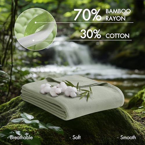 Madison Park Twin Size Summer Blanket, Sage Green, 70% Rayon from Bamboo - image 9