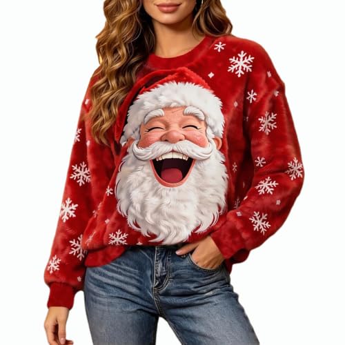 Christmas Sweatshirt for Women Santa Claus Graphic Pullover Holiday Tops - image 1