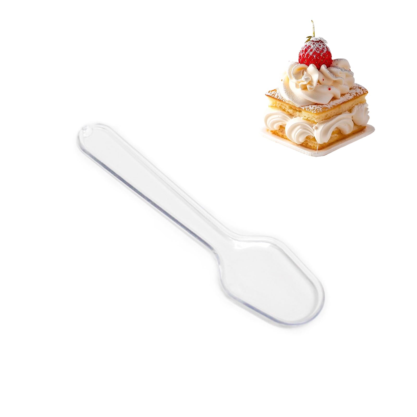 100 Pack Reusable Mini Tasting Spoons, 7.5cm Clear Plastic Sample Spoons for Desserts, Ice Cream, Catering & Party Appetisers, Multi-Use Small Spoon for Wedding & Event Favours