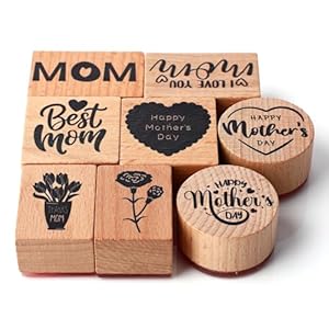Supervitae 8 Pcs Mother's Day Rubber Stamp Set Wooden Rubber Stamps Vintage Wooden Rubber Art Stamps for Crafting and DIY Scrapbooking Card Making Hand Book Supervitae 8 Pcs Mothers Day Rubber Stamp Set Wooden Rubber Stamps Vintage Wooden Rubber Art Stamps for Crafting and DIY Scrapbooking Card Making Hand Book