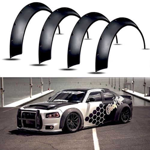 JMTBNO 4pcs 80mm Universal Fender Flares, Widebody Kit Flexible Fender Flare Wheel Flares Compatible with Dodge Charger Challenger Honda Civic Ford Escape JDM Mazda MX5 Miata by Rich Choices - Used condition - US$74.97