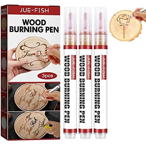 LINGJIONG 3 Pcs Wood Burning Pen, Chemicals Scorch Pen For Wood And Crafts, DIY Scorch Wood Burning Marker Heat Sensitive Marker Art Pyrography Supplies For Artists And Beginners Cover
