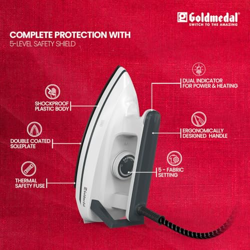 Image of Goldmedal Neo 1000W Faster Heating Dry Iron|5 - Fabric Setting