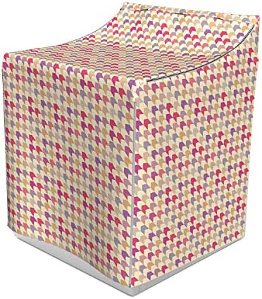 Ambesonne Houndstooth Cover for Washer and Dryer, Diagonal Arranged Repetitive Abstract Geometric Little Colorful Forms, Easy Use Bathroom Laundry Decor Accent, 29