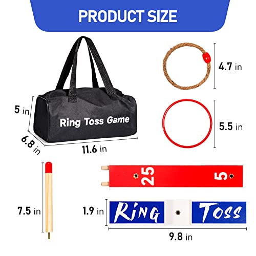 U&C Planet Large Quoits,Wooden Ring Toss Game for Kids and Adults,10 Pcs Ropes &10 Pcs Plastic Rings with Carry Bag - Image 2