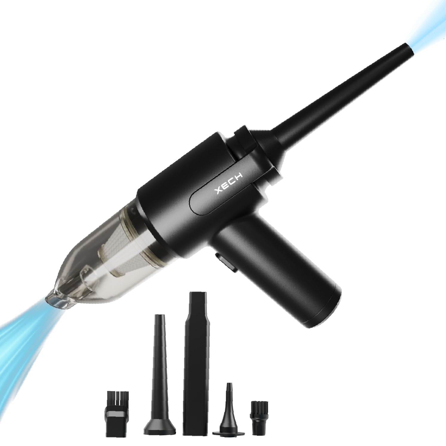 Xech Vacuum Cleaner for Home and Car with Blower & Duster Multiple Attachments Mini Handheld Rechargeable Cordless Wireless Vacuums 9000pa 130W 150ml (V-Gun PRO)