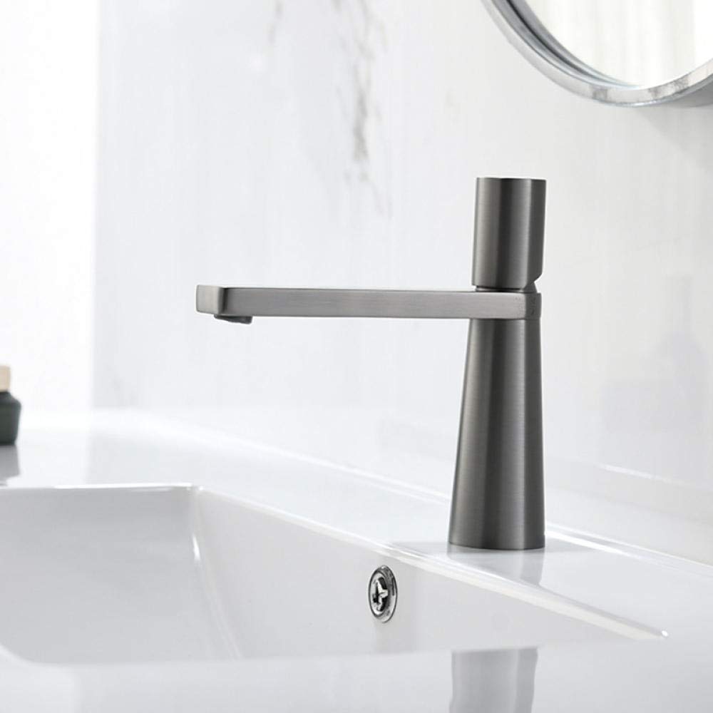ASerZenith Basin Faucet Brass Bathroom Basin Crane Deck Mounted Single Handle Hot Cold Water Mixer Tap(Short Gun Color)