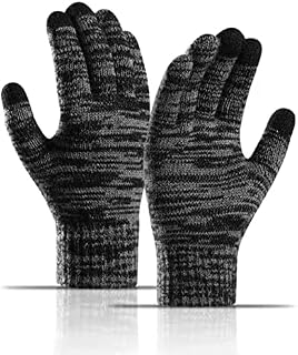 Unisex Winter Warm Knitted gloves, Thicken Fleece Elastic Cuffs smartphone Gloves Wool Gloves Suitable for Winter Outdoor Sports