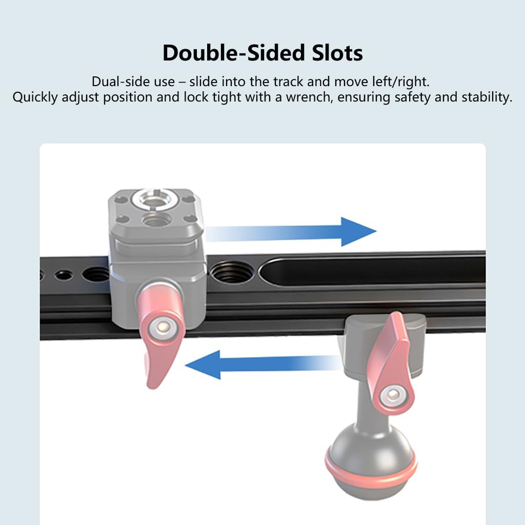 Extended Multi-Functional NATO Slide Bar, SLR Camera Cage Extension Rail-Type, ARRI-Standard Positioning Top Handle Quick-Release Installation Slider