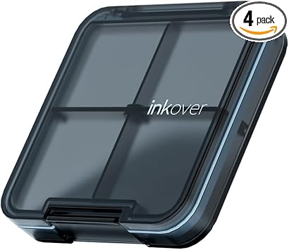 Small Pill Organizer, Travel Pill Case, 4 Compartments Black