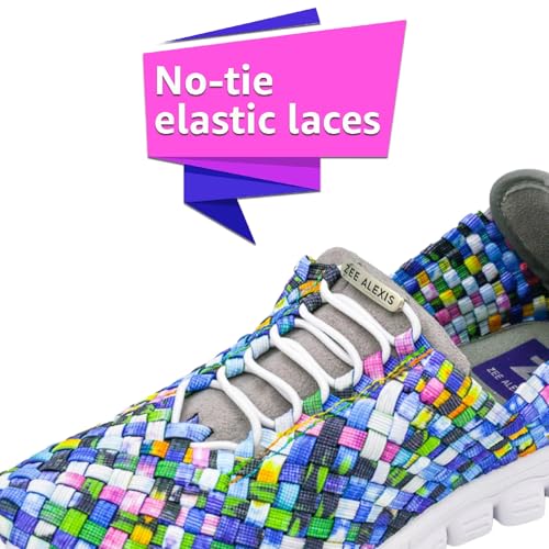 Image of Zee Alexis Women's Danielle Sneakers | Breathable Lightweight Flexible Casual Comfortable Slip-On No-Tie Elastic Laces Woven Shoes