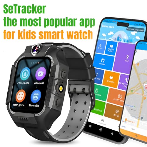 Image of GameSir Q18 Kids Smart Watch 1.44 inch TFT Display 3G / 4G SIM Support, Learning & Gaming Apps, Gift Watch, Waterproof, LBS Tracking /GPS, 2 Way Calling Smart Watch for Boys & Girls (Black)