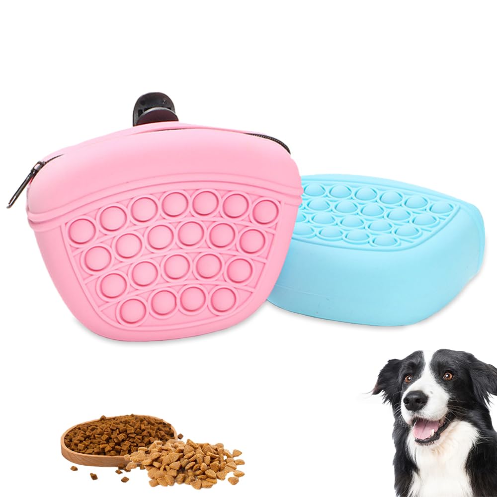 Wnddle Bolsa de Comida para Perros, Bolsa de entrenamiento para perros, Bolsa Premios Perro, 2 Bolsa Adiestramiento Perros Silicona, con Cremallera y Clip para la Cintura, para entrenamiento de perros