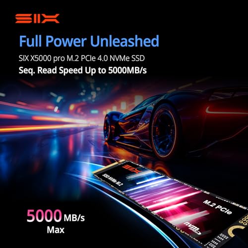 Image of SIX NVME X5000 PRO M.2 SSD PCIe 4.0-1TB m.2 2280 ssd, Read UP to 5000MB /s for Gaming PS5 Memory Storage Expansion with Heatsink, Internal Solid State Hard Drive PCIe gen 4x4 Nvme for Laptop Desktop pc