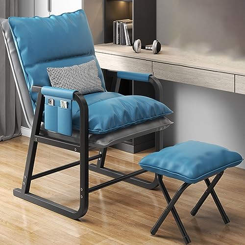 Silla Decorativa Moderna de Mediados de Siglo, Sillón Interior con reposacabezas Bolsillo Lateral, Silla reclinable con reposabrazos, Ajuste de Respaldo de 5 velocidades para la Oficina del