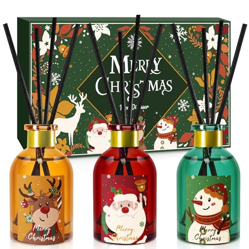 STRN Christmas Reed Diffuser Fragrance Diffuser Festive Aromas for Home Reed Diffuser Set with Reed Diffuser Sticks Long-Lasting Holiday Scents 5.1fl oz (150ml) - 3 Pack