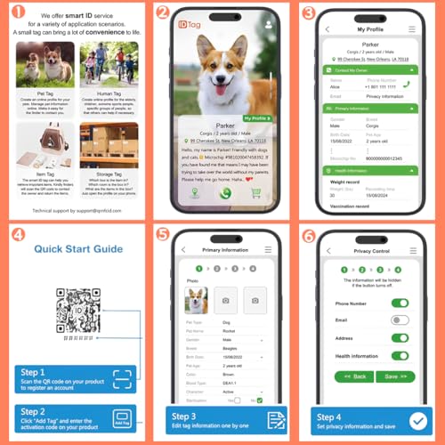 VPOUERY 2 Stück Hundezubehör,Mit QR-Code Hundetracker,Hundemarke mit Gravur,Anti-Verlust-Haustier-Marke,Intelligente Haustier-Hundemarke Personalisiert,Anti-Verlust-Typenschild Geeignet für Haustiere