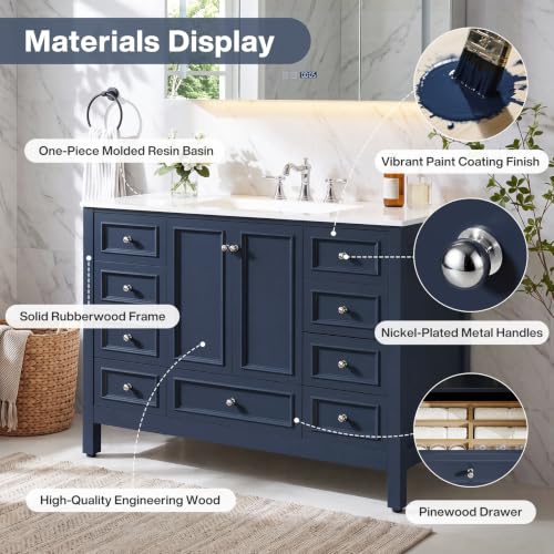 Image of Tribesigns 48 inch Modern Bathroom Vanity Cabinet with Acrylic Basin Combo