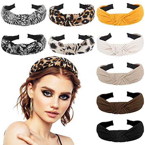 Yission 9Pcs Knotted Headbands For Women Girls, Womens Fashion Headbands Non Slip Wide Headband For Women Leopard Headband Hair Accessories For Women Girls #TOP13