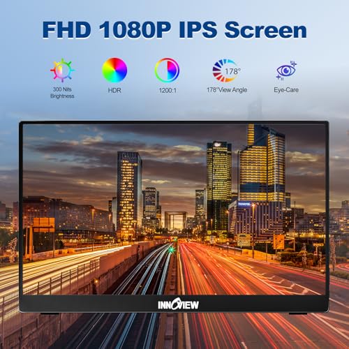 undefined InnoView Portable Monitor 15.6" 1080P Portable Monitors for Laptop with Protective Sleeve Built-in 90° Adjustable Stand USB C HDMI Ultra-Slim Portable Laptop Monitor for MacBook Phone PS Xbox Switch の商品画像 2
