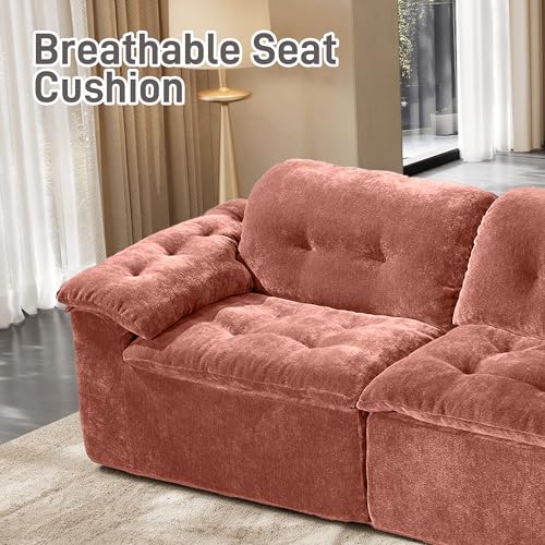 Image of Oversized Modular Sectional Sofa, Large Modern Boneless Couch with Seat Cushion, Chenille 2 Seat Sofa Set for Living Room, Apartments, No Assembly Required, Orange