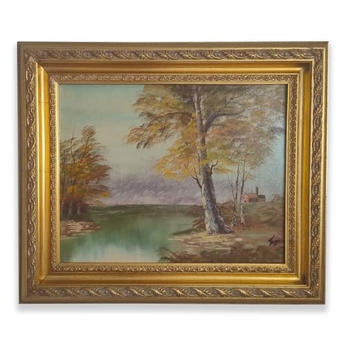 ✅ OPERA VINTAGE: dipinto a olio firmato con cornice lignea dorata intagliata.