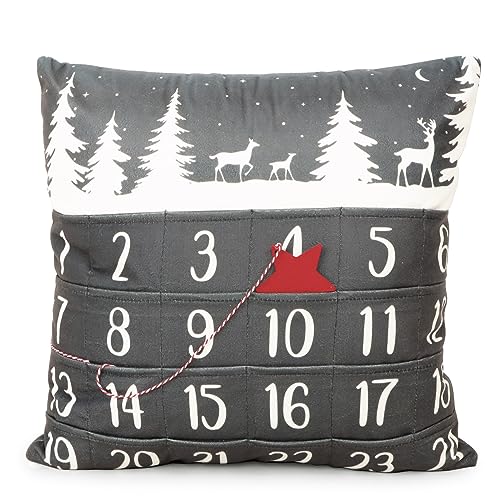 GEBETTER 45 x 45cm Adventskalender Zierkissenbezug mit 24 Taschen...