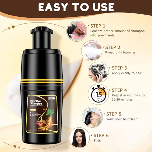 Image of IIIMEIDU Dark Brown Hair dye Shampoo 3 in 1, Natural Hair Color Shampoo for Gray Hair, Shampoo Tinte Para el Cabello for Women and Men 100% Grey Hair Coverage, 350ml