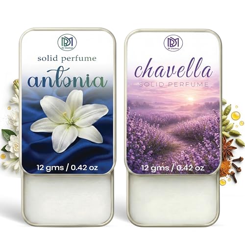 Image of Dr.Mashur Solid Perfume |Antonia&Chavella Alcohol Free Wax Perfume Balm, Long Lasting | Pocket Tin 12g, Pack Of 2| Non Greasy Smooth Glide, Travel Friendly Men And Women