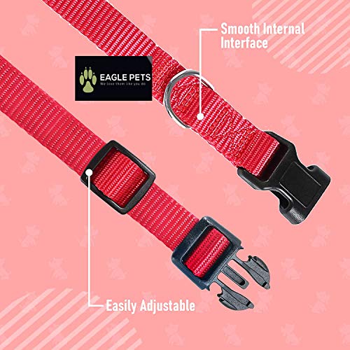 Image of Dog Collar and Leash Set, Adjustable Nylon Collar with Leash for Small Medium and Large Dogs, Quick Release and Breathable Collar for Puppies (Large, Red)