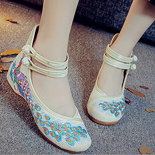 Womens Chinese Traditional Embroidery Flats Cheongsam Walking Mary Jane Shoes Handmade Flower Embroidered Shoes3