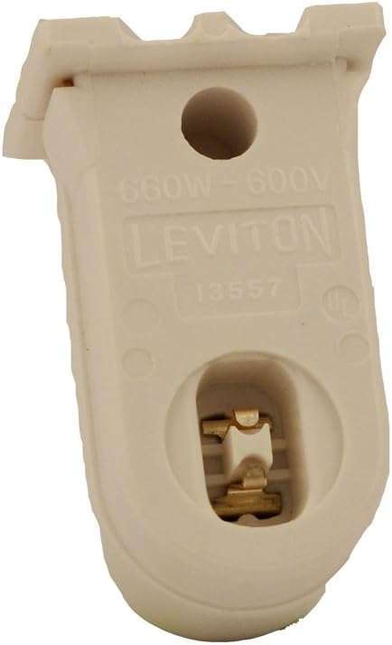 Leviton High-Output Base, Double Contact Vert., Standard Fluorescent Lampholder, Pedestal, Slide-On, Stationary, for Power Grove and Jacketed Lamps, 13557-W, White