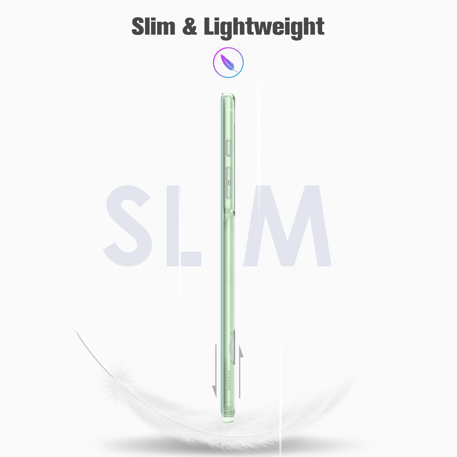Fintie Etui do tabletu Samsung Galaxy Tab S6 Lite 10,4 cala 2024/2022/2020 - Slim etui ochronne z przezroczystą tylną stroną i funkcją automatycznego wygaszenia/wybudzania, miętowe | Półprzezroczysta matowa tylna okładka, lekki stojak, uchwyt na długopis