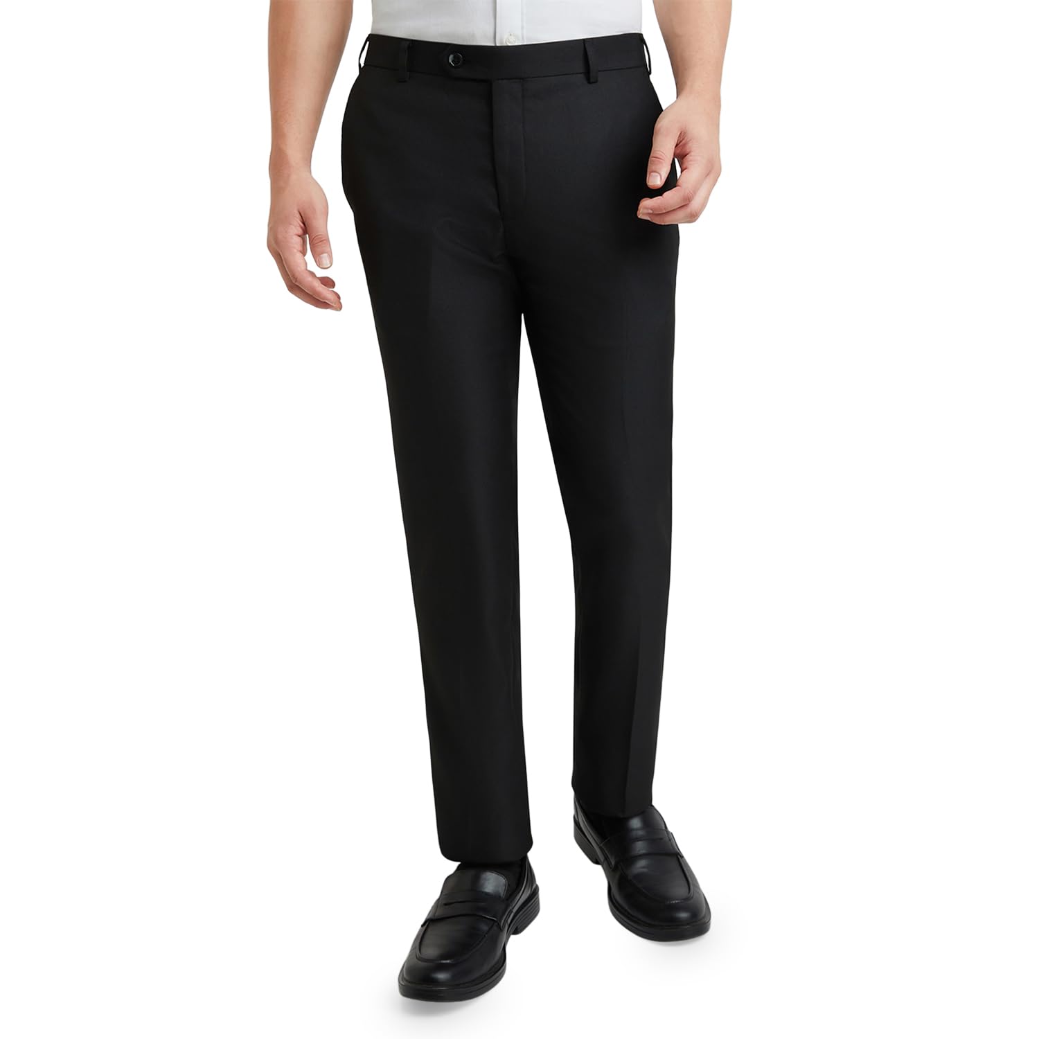 raymond Men's Slim Fit Mid Rise Structure Pattern Poly Viscose Blend Pleatless Formal Trouser-picture-40