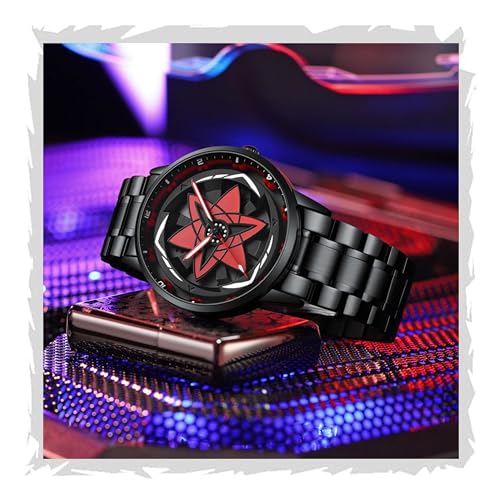 Image of Branded Men's Sport Quartz Watch Ninja Wheel Dial 360 Rotating Casual Fashion Stainless Steel Alloy Mens & Boy's Luxury Metal Gift Creative Watch
