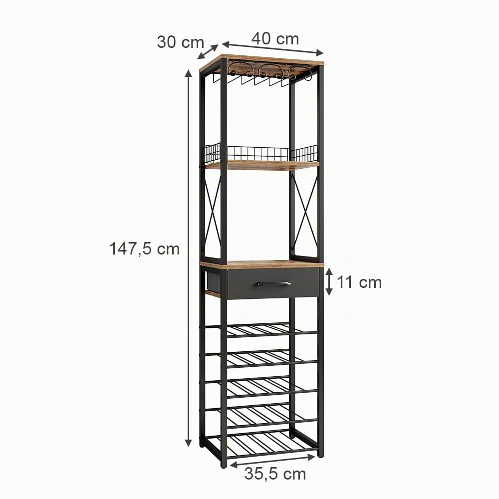 Vicco Weinregal Porto, Eiche rustikal, 40 x 147.5 cm
