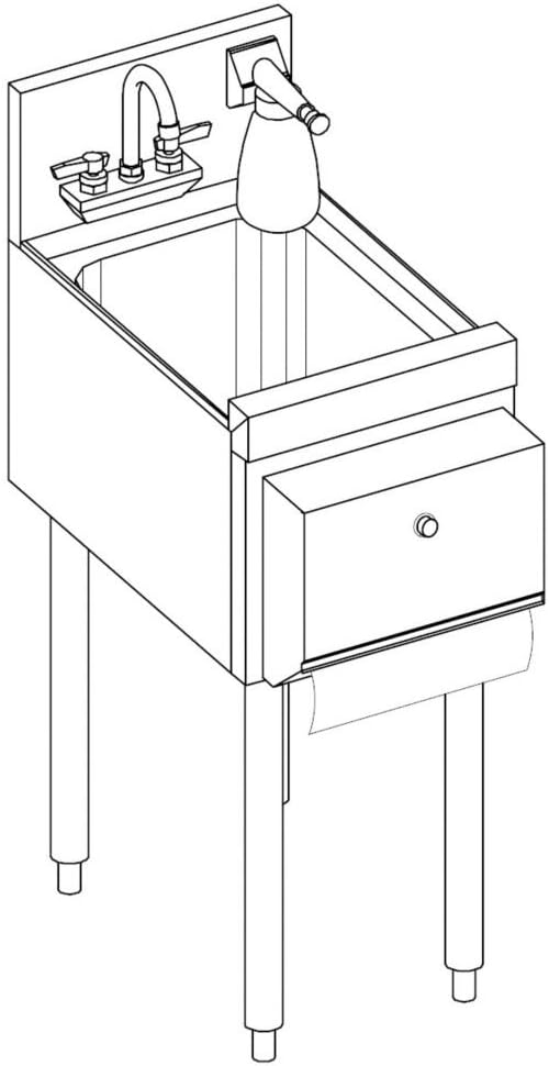 Perlick 12" Underbar Hand Sink with Soap and Towel Dispenser Kitchen