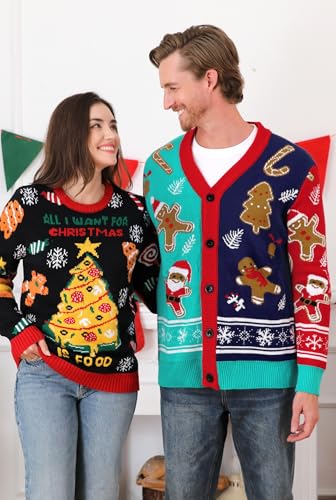 Arvilhill Men's Christmas Cardigan Ugly Xmas Sweater V Neck Button Knitted Jumper (S-XXL)4