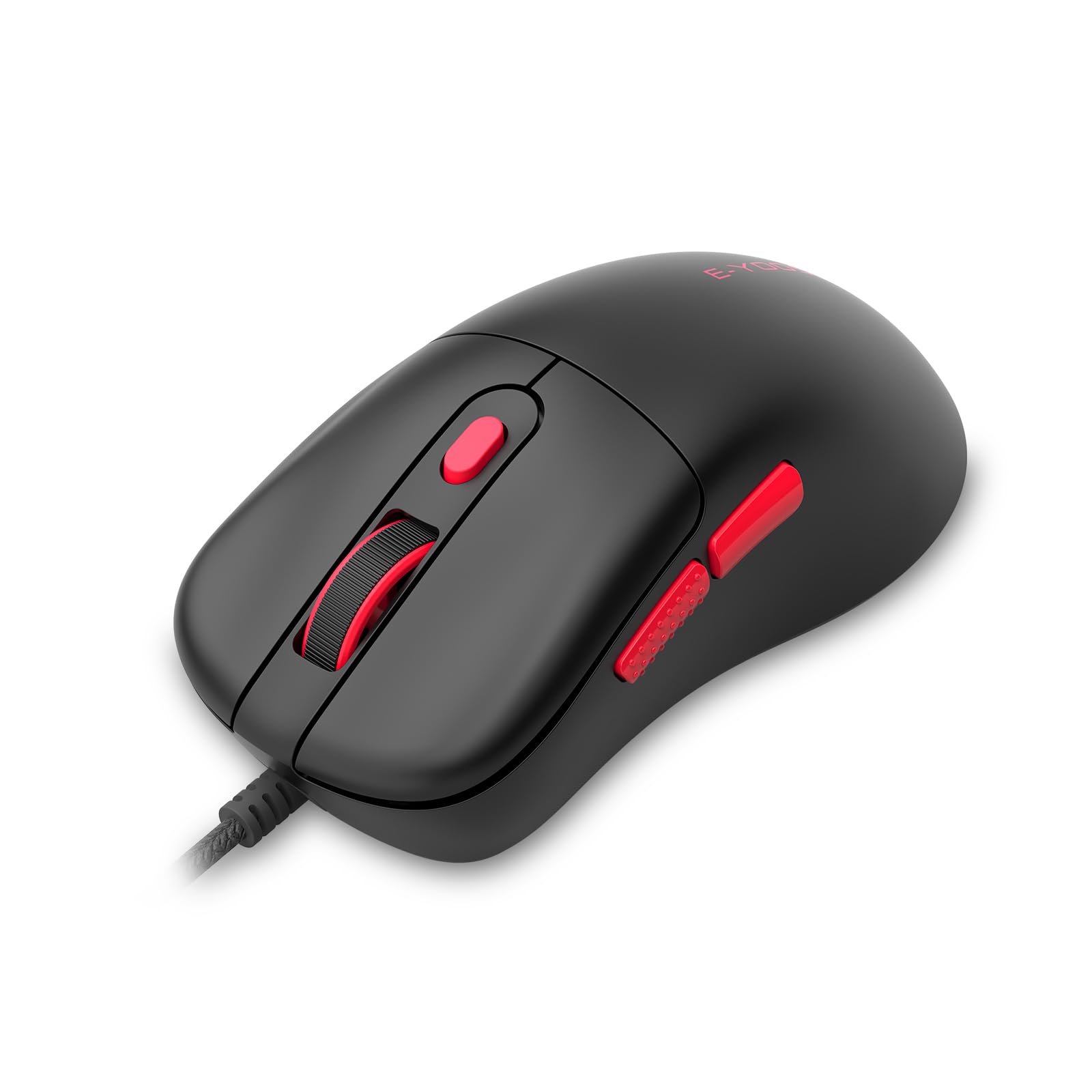 E-Yooso X51 Leichte Kabelgebundene Gaming Maus (52g) – 4000 DPI, 1000Hz, 5 programmierbare Tasten mit LED-Anzeige, ergonomisch für PC/Laptop (Schwarz)
