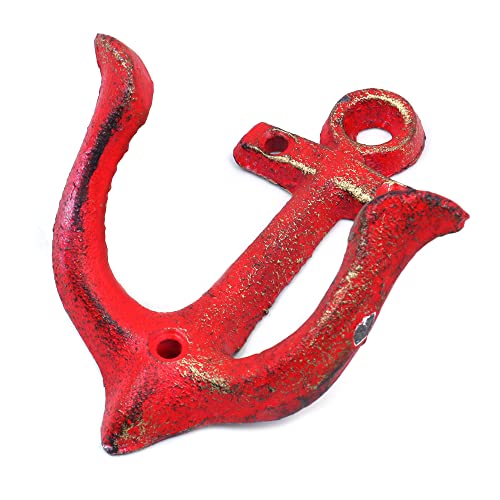 CENPEK Ganchos de hierro fundido rústico vintage, ganchos de pared con forma de ancla de mar, soportes decorativos de metal antiguo montados en la pared