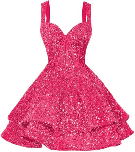 Homecoming Dresses 2025 Short for Teens Prom Dresses V—Neck Sparkly Sequin Cocktail Party Gowns